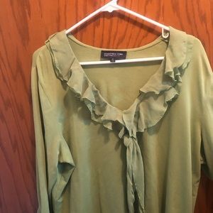 Ruffle green Jones of NY blouse 2X